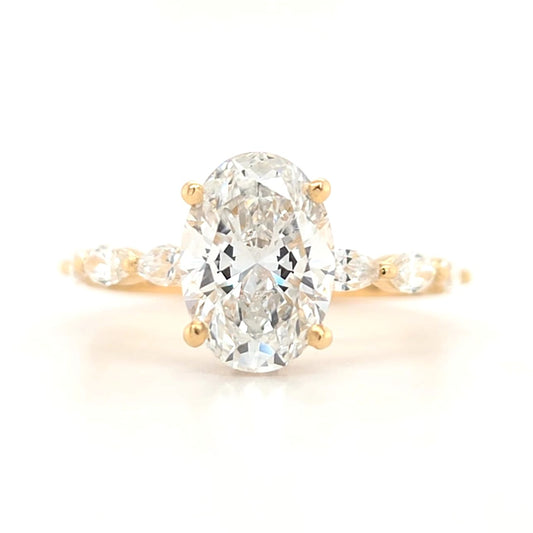 2.01ct D VS1 Oval Lab-Grown Diamond  Full-Set Hidden Halo | Marquise Side Stones | Size L