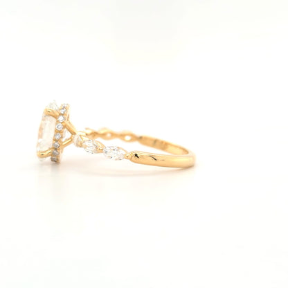 2.01ct D VS1 Oval Lab-Grown Diamond  Full-Set Hidden Halo | Marquise Side Stones | Size L