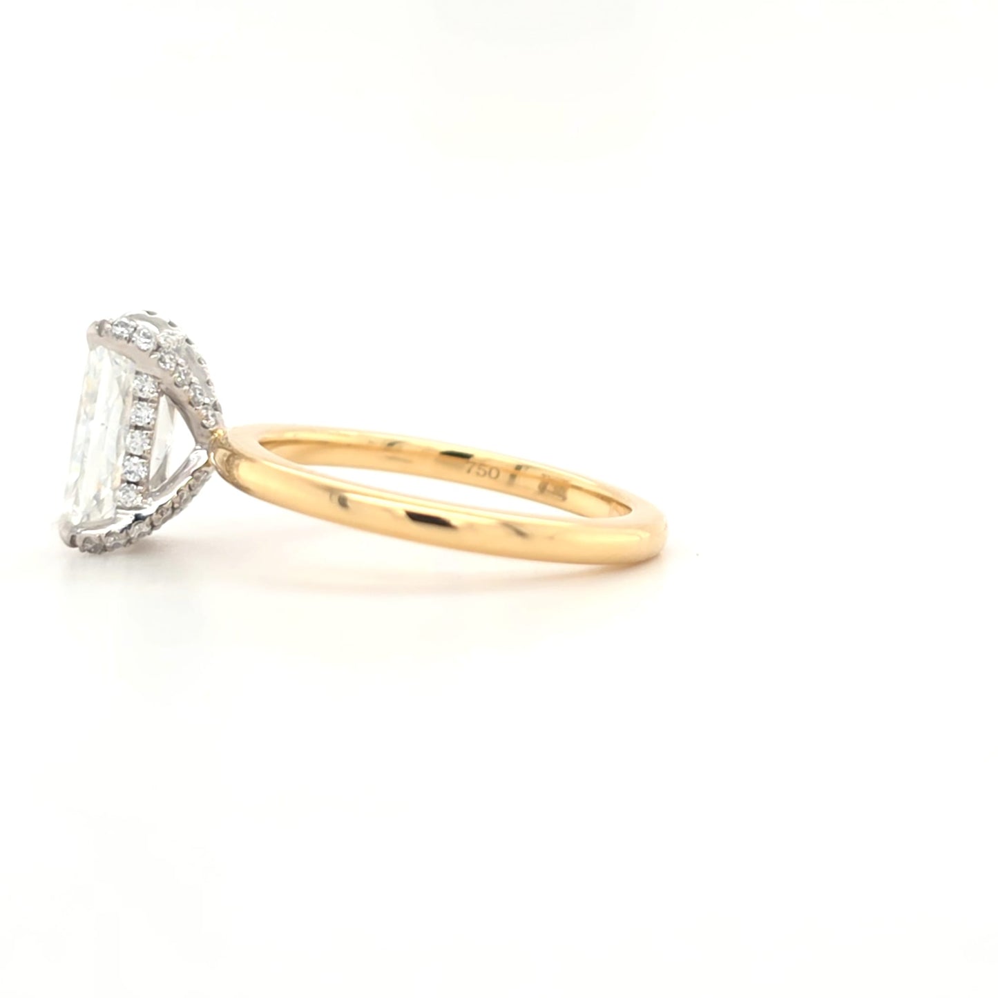 2.06ct E VS1 Radiant Lab-Grown Diamond  Hidden Halo | Diamond-Set Claws | Plain Band | Two-Tone Gold | Size L½