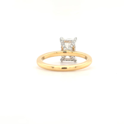2.06ct E VS1 Radiant Lab-Grown Diamond  Hidden Halo | Diamond-Set Claws | Plain Band | Two-Tone Gold | Size L½