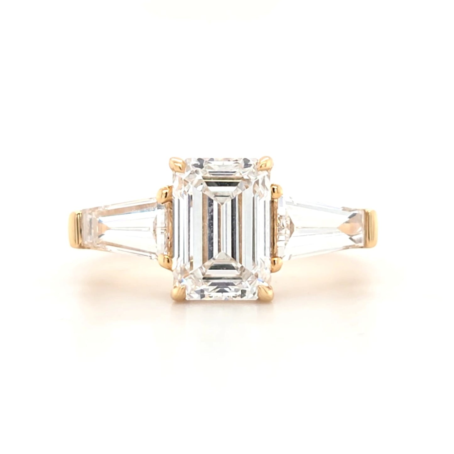 2.01ct D VS1 Emerald Lab-Grown Diamond  Tapered Baguette Trilogy | Plain Band | Size M½