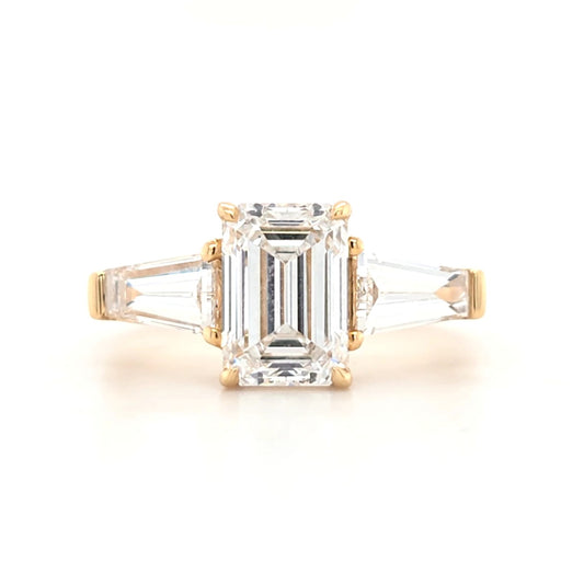 2.01ct D VS1 Emerald Lab-Grown Diamond  Tapered Baguette Trilogy | Plain Band | Size M½