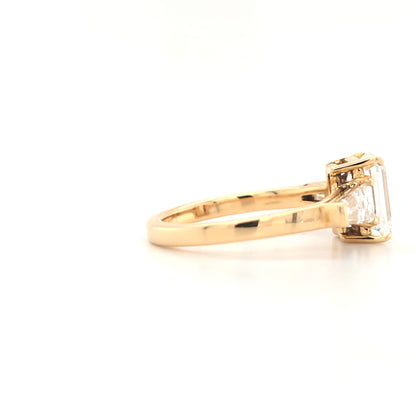 2.01ct D VS1 Emerald Lab-Grown Diamond  Tapered Baguette Trilogy | Plain Band | Size M½