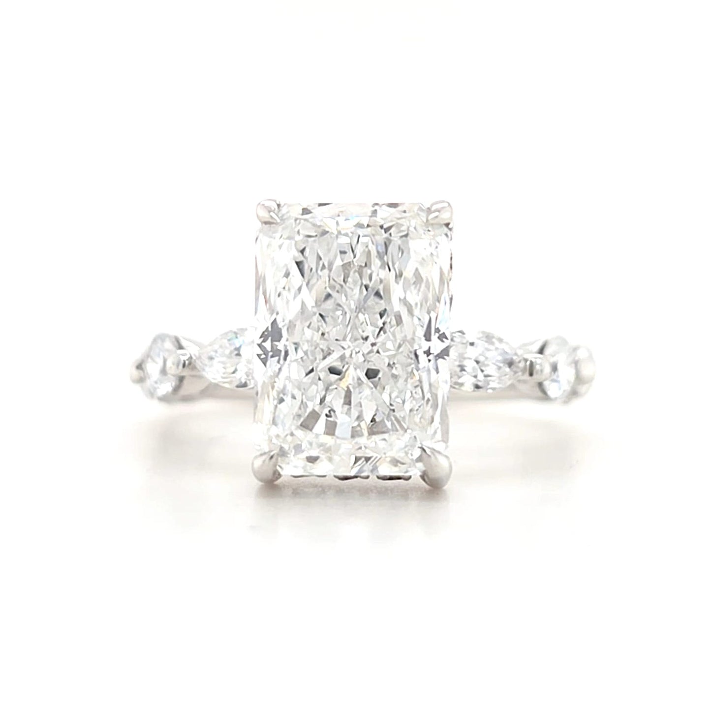 3.5ct D VS1 Radiant Lab-Grown Diamond  Hidden Halo | Marquise & Round Accents Band | Size J