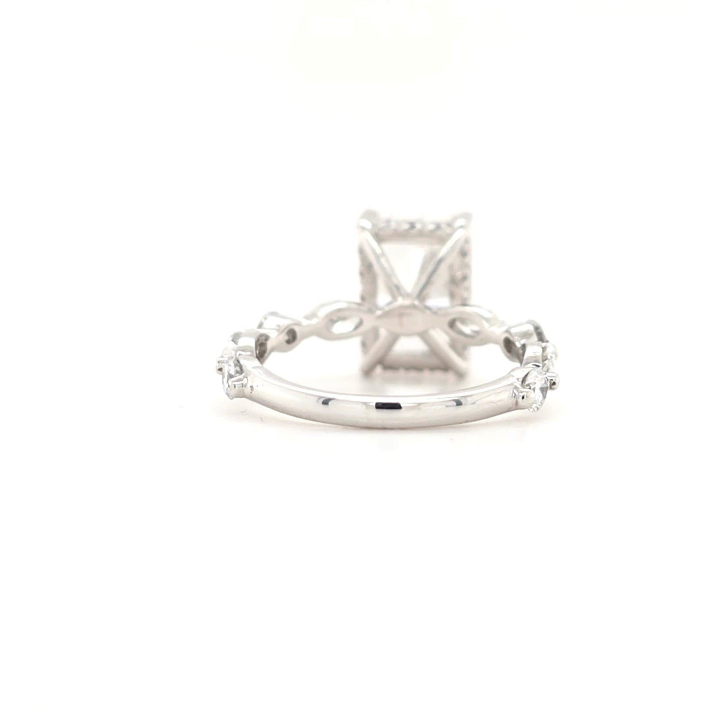 3.5ct D VS1 Radiant Lab-Grown Diamond  Hidden Halo | Marquise & Round Accents Band | Size J