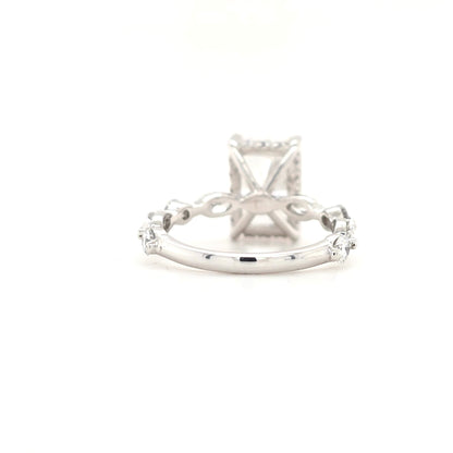 3.5ct D VS1 Radiant Lab-Grown Diamond  Hidden Halo | Marquise & Round Accents Band | Size J