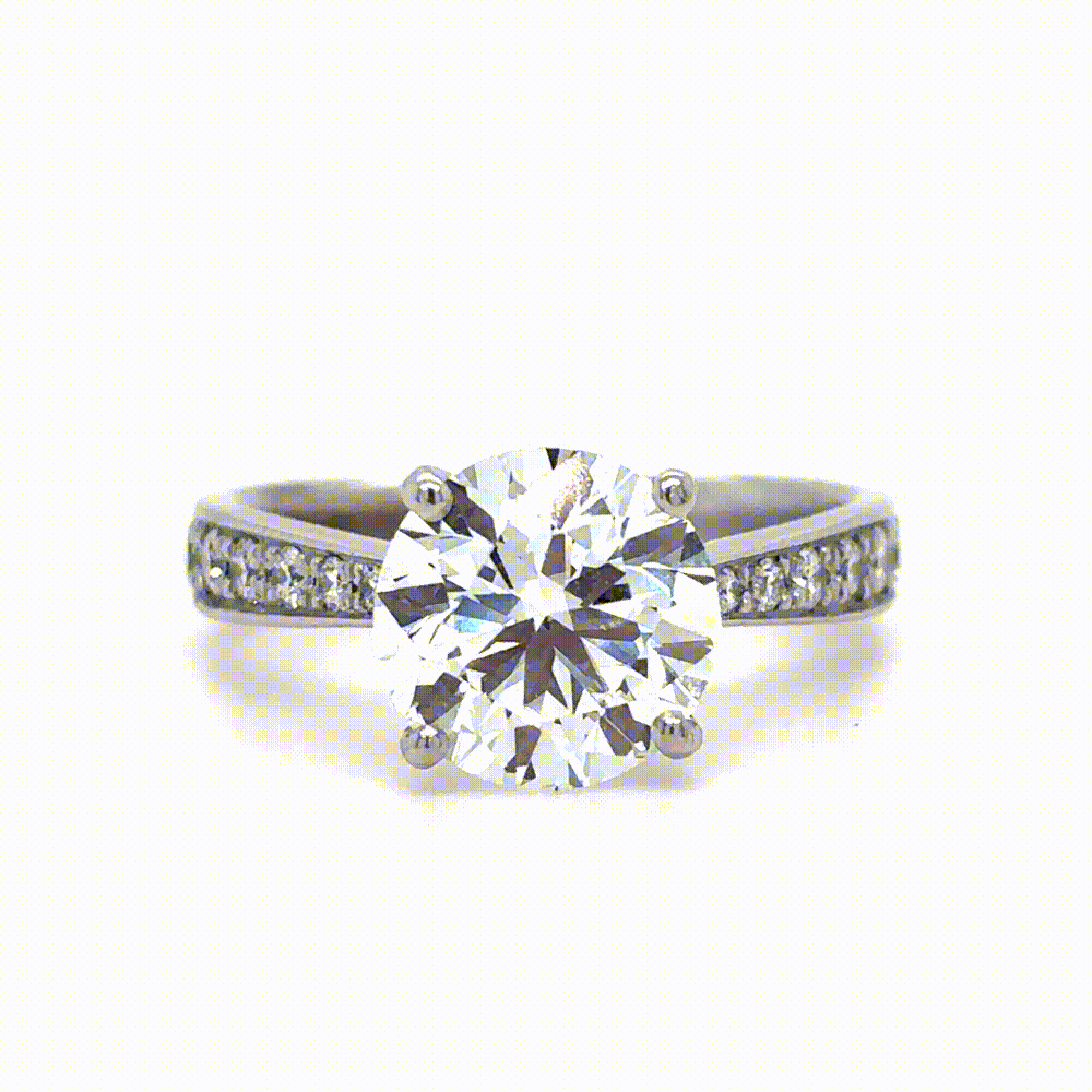 Sky - " 2ct " Round Solitaire in 18k Gold with Graduated Band (Ready) - Prime & Pure