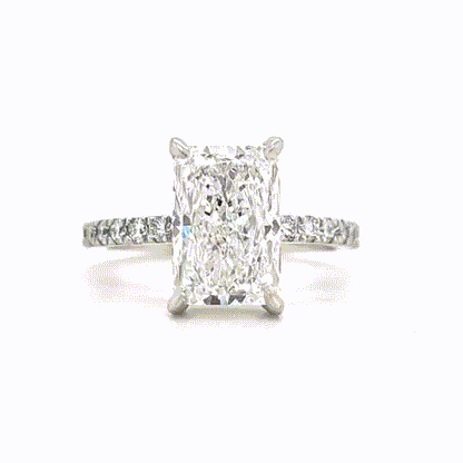 Liliana – " 3ct " Radiant Solitaire in 18k with Hidden Halo and Pavé Band (Ready) - Prime & Pure