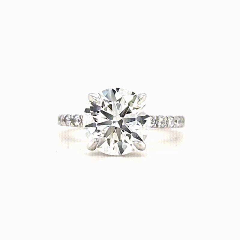 Sasha – " 4ct " Round Solitaire in 18k Gold with Hidden Halo and Pavé (Ready) - Prime & Pure