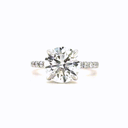 Sasha – " 4ct " Round Solitaire in 18k Gold with Hidden Halo and Pavé (Ready) - Prime & Pure