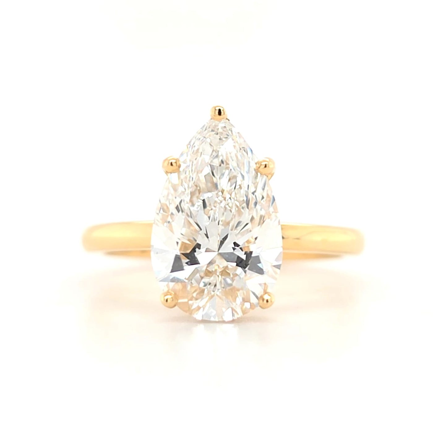 3.00ct D VS1 Pear Lab-Grown Diamond  Hidden Halo | Plain Band | Size L½