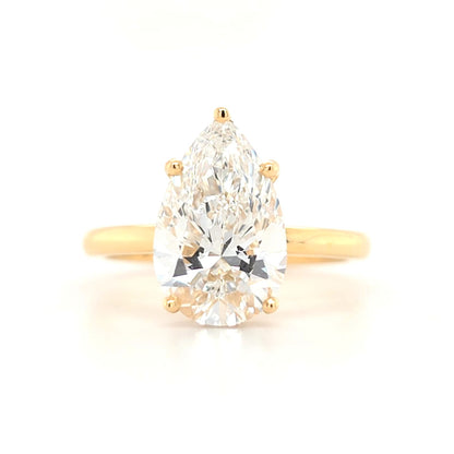 3.00ct D VS1 Pear Lab-Grown Diamond  Hidden Halo | Plain Band | Size L½