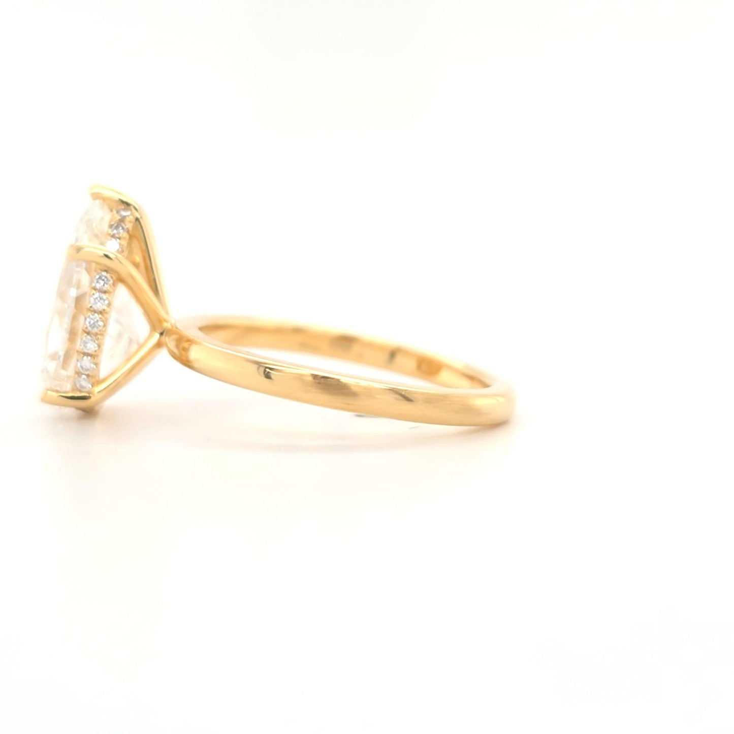 3.00ct D VS1 Pear Lab-Grown Diamond  Hidden Halo | Plain Band | Size L½