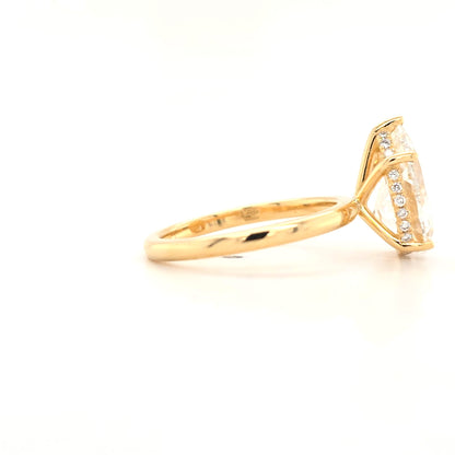 3.00ct D VS1 Pear Lab-Grown Diamond  Hidden Halo | Plain Band | Size L½