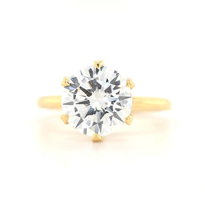 3.05ct D VS1 Round Lab-Grown Diamond  Six-Claw Setting | Plain Band | Size O½