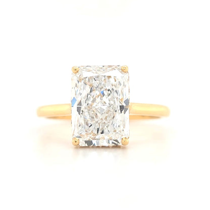 3.13ct D VVS2 Radiant Lab-Grown Diamond  Hidden Halo | Cathedral Plain Band | Size N