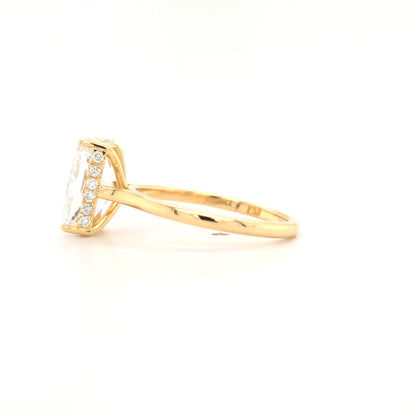 3.13ct D VVS2 Radiant Lab-Grown Diamond  Hidden Halo | Cathedral Plain Band | Size N
