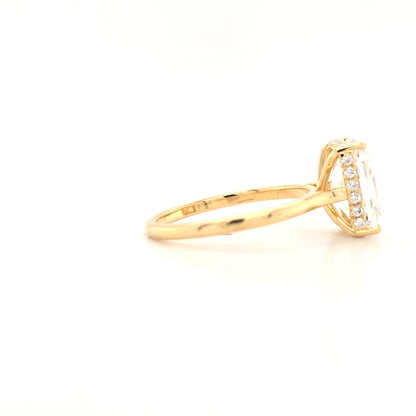 3.13ct D VVS2 Radiant Lab-Grown Diamond  Hidden Halo | Cathedral Plain Band | Size N