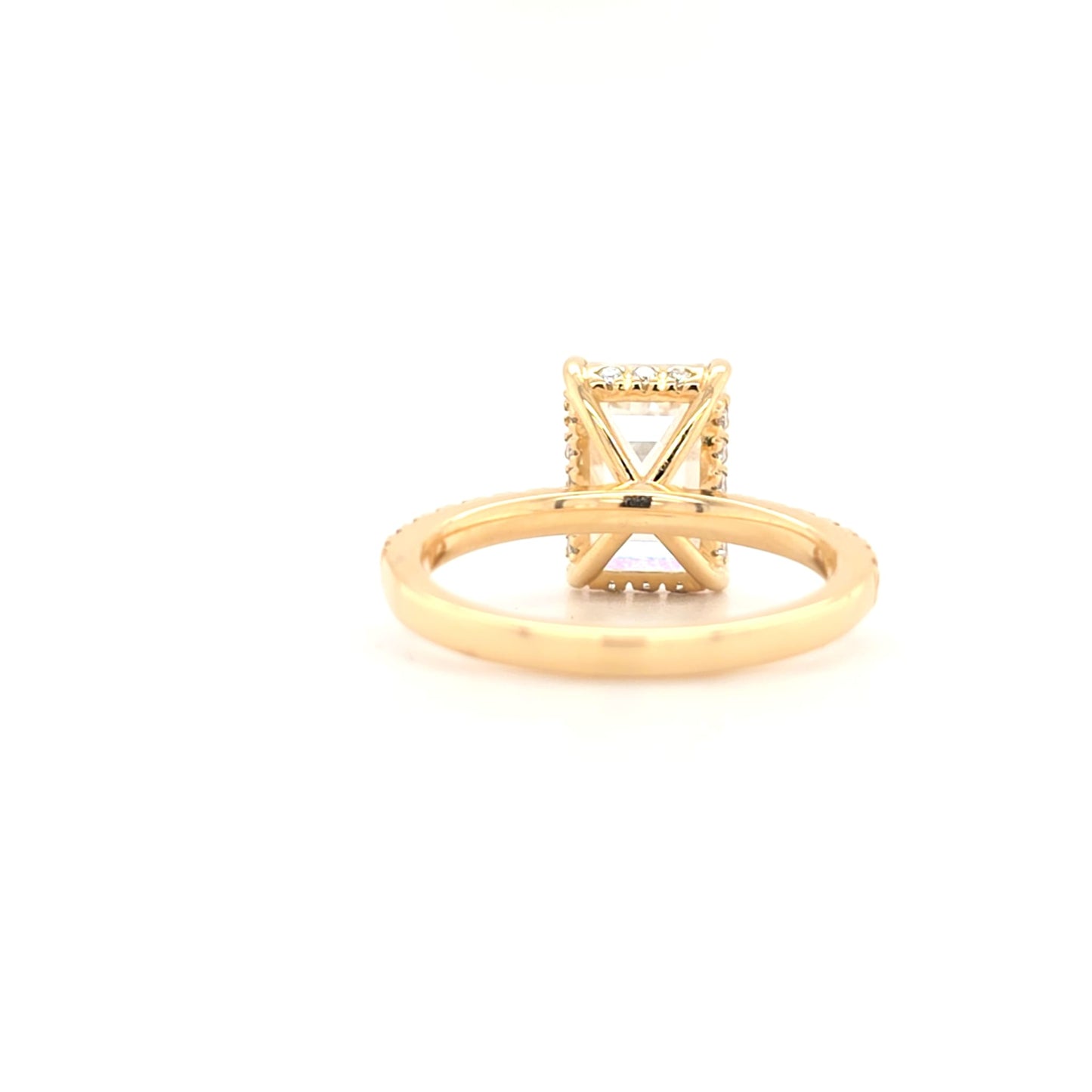3.16ct D VS1 Emerald-Cut Lab-Grown Diamond  Hidden Halo | Pavé Band | Size J½