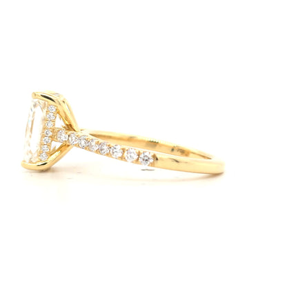 3ct - D VS1  Radiant lab grown diamond Solitaire with Hidden Halo and Pave Band Cathedral Style - Size N