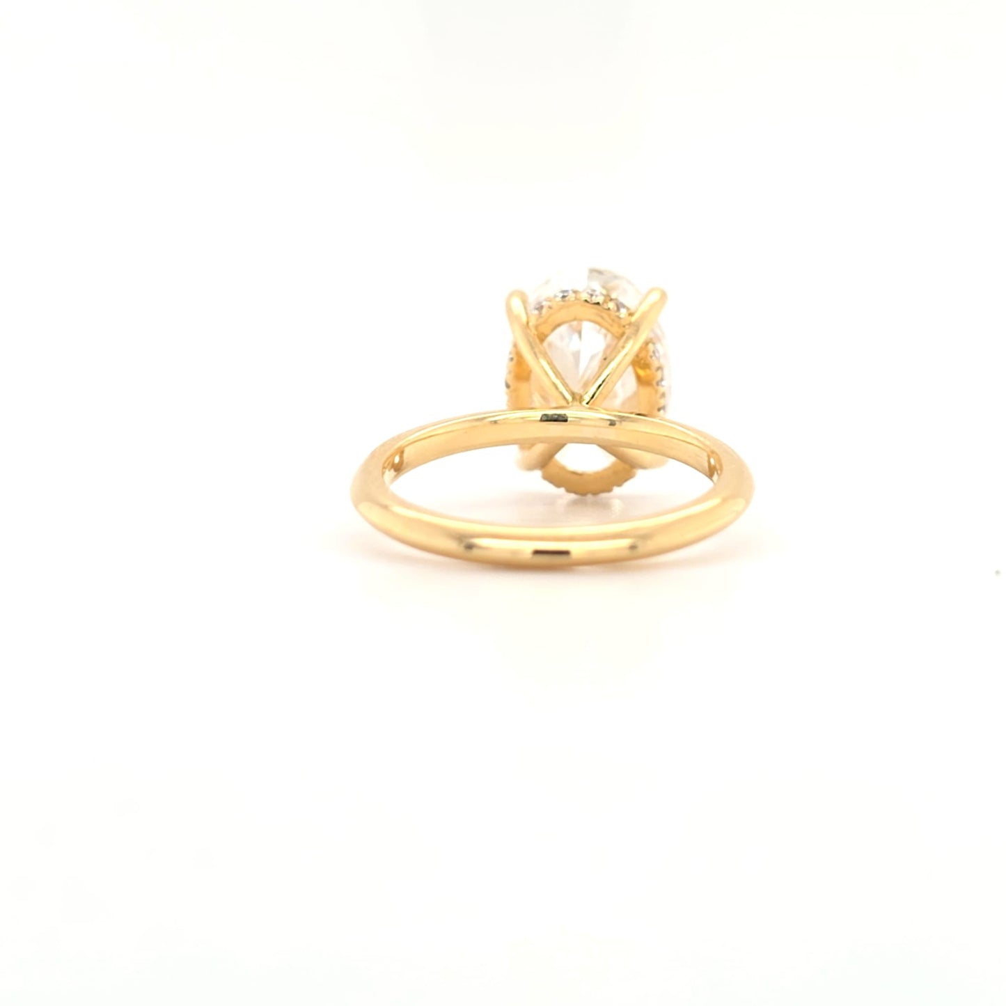 4.2ct - D VS1 Oval Lab Grown Diamond with hidden halo and a plain band Size J