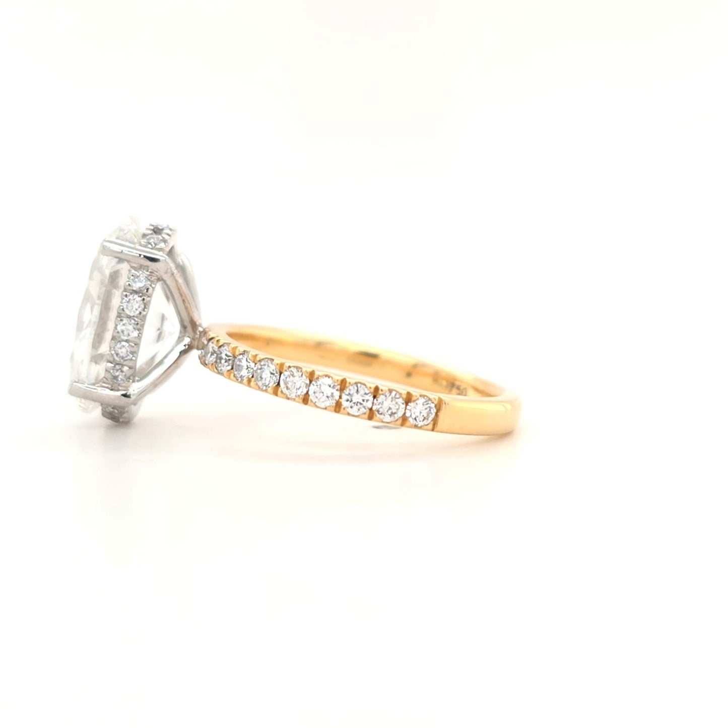 4.02ct D VS1 Oval Lab-Grown Diamond | Hidden Halo | Pavé Band | 2 Tone | Size M½