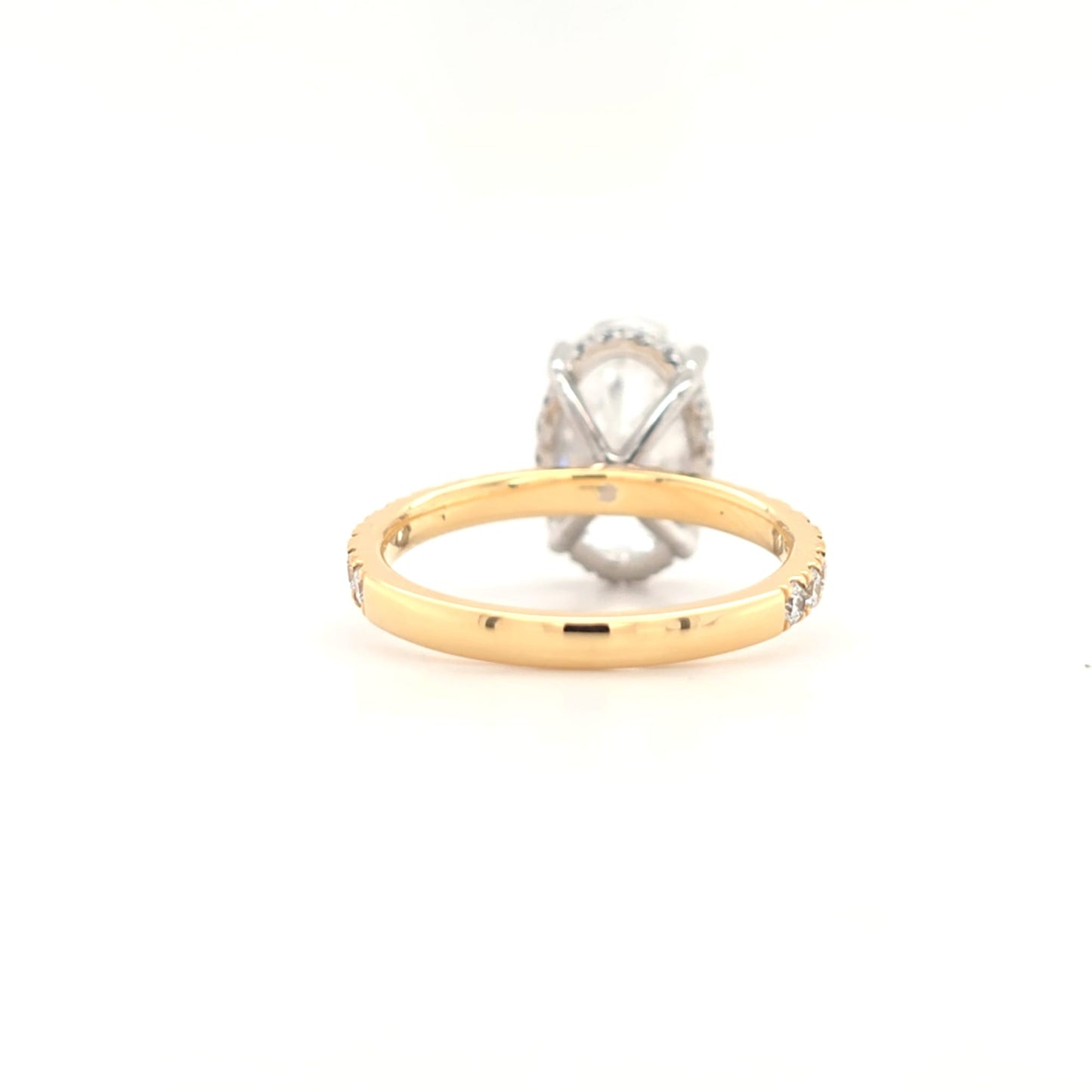 4.02ct D VS1 Oval Lab-Grown Diamond | Hidden Halo | Pavé Band | 2 Tone | Size M½