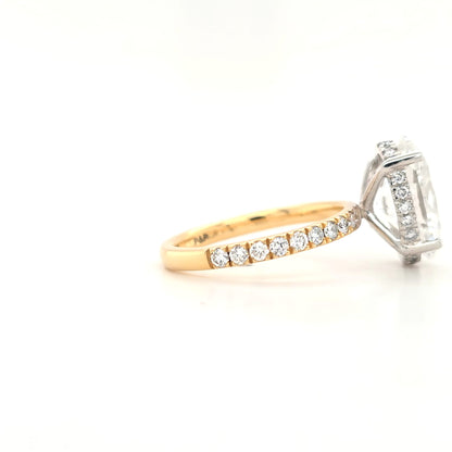 4.02ct D VS1 Oval Lab-Grown Diamond | Hidden Halo | Pavé Band | 2 Tone | Size M½
