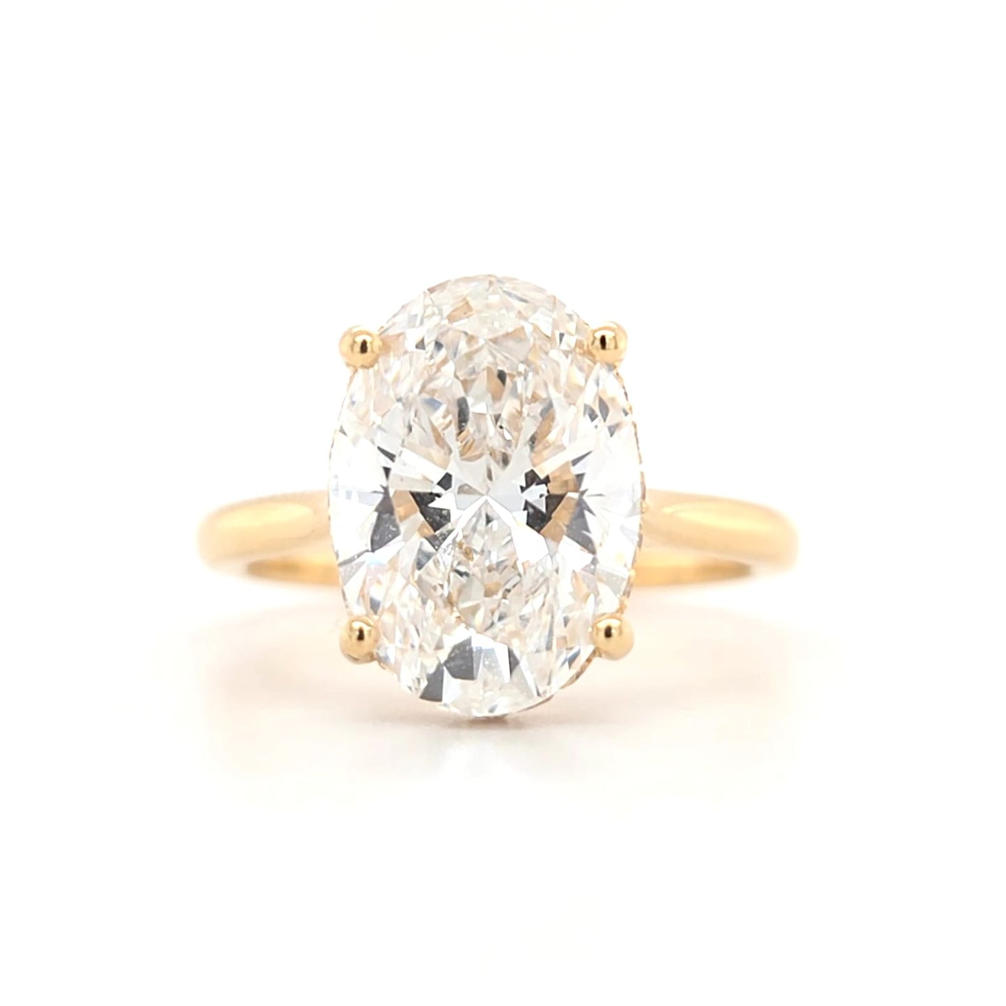 4.03ct D VS1 Oval Lab-Grown Diamond  Hidden Halo | Plain Band | Cathedral Style | Diamond on Bridge | Size M½