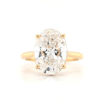 4.03ct D VS1 Oval Lab-Grown Diamond  Hidden Halo | Plain Band | Cathedral Style | Diamond on Bridge | Size M½