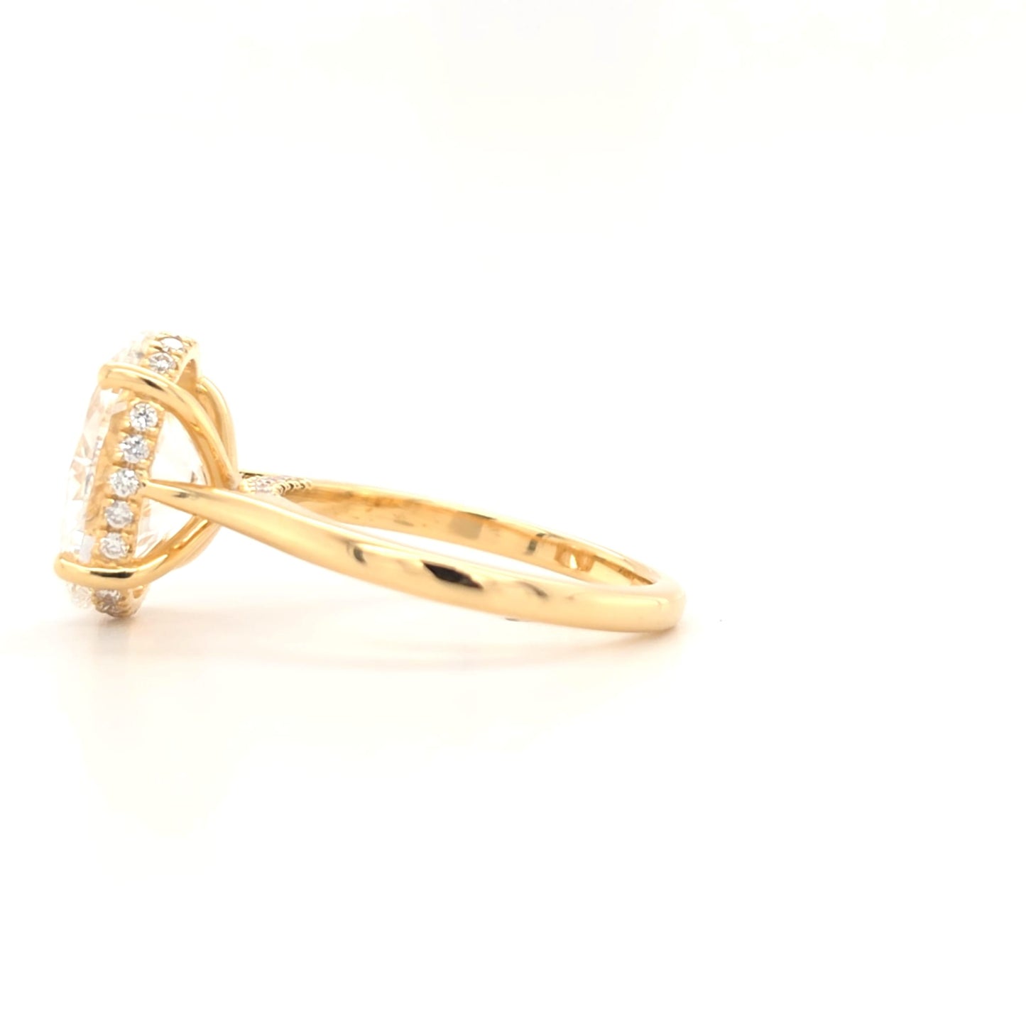 4.03ct D VS1 Oval Lab-Grown Diamond  Hidden Halo | Plain Band | Cathedral Style | Diamond on Bridge | Size M½