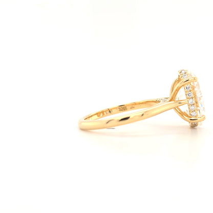 4.03ct D VS1 Oval Lab-Grown Diamond  Hidden Halo | Plain Band | Cathedral Style | Diamond on Bridge | Size M½