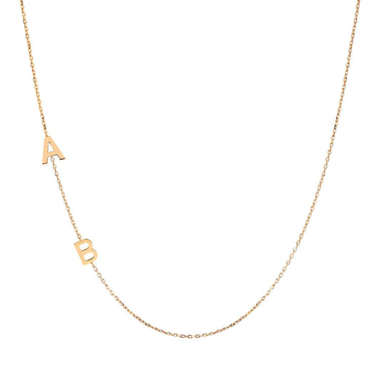 9k Gold Sideway Initial Necklace - Prime & Pure