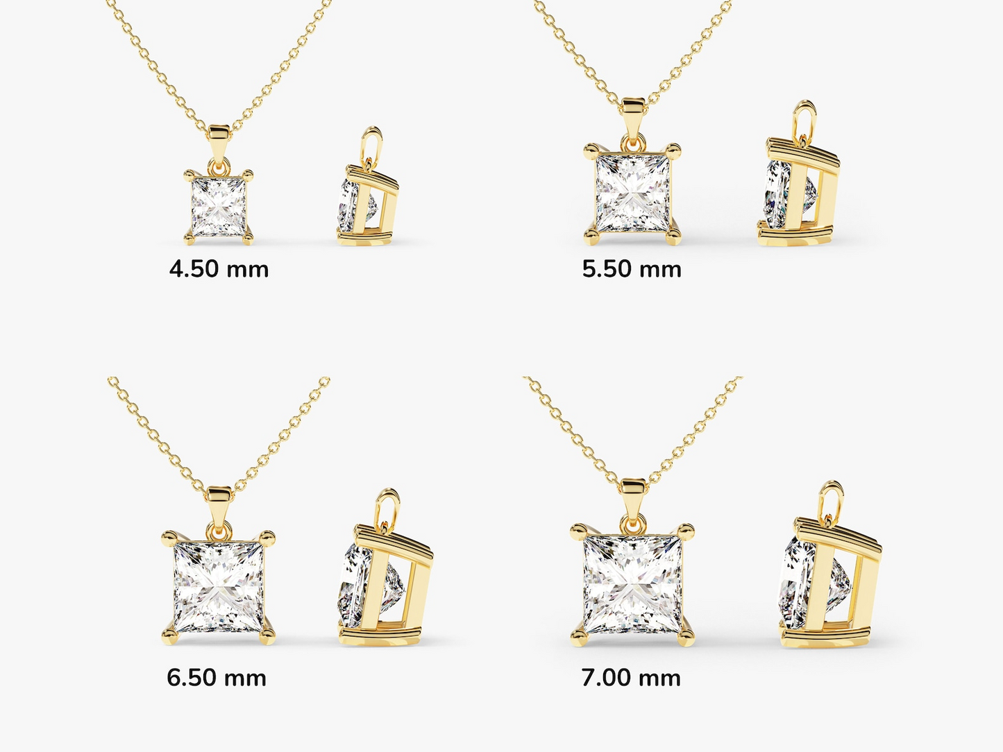 Princess Cut Diamond Solitaire Pendant - Prime & Pure