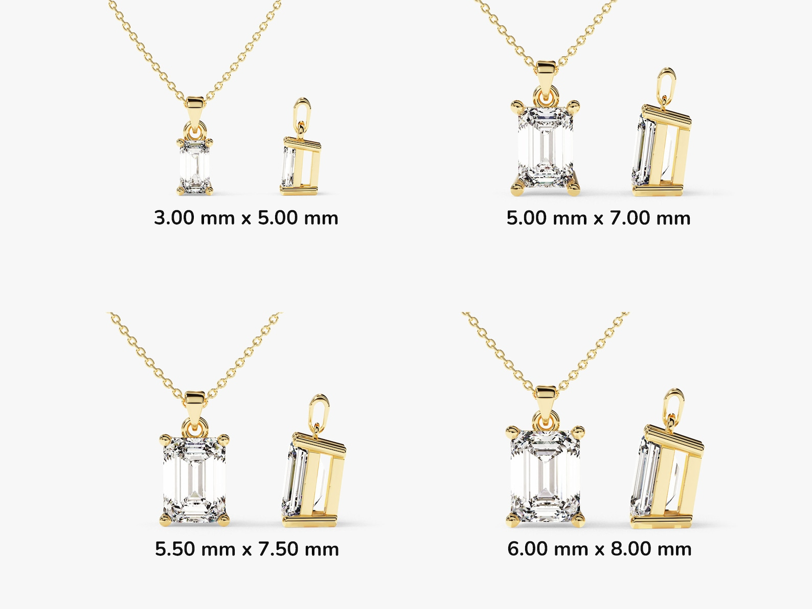 Emerald Cut Diamond Solitaire Pendant - Prime & Pure