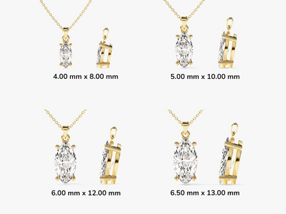 Marquise Cut Diamond Solitaire Pendant - Prime & Pure