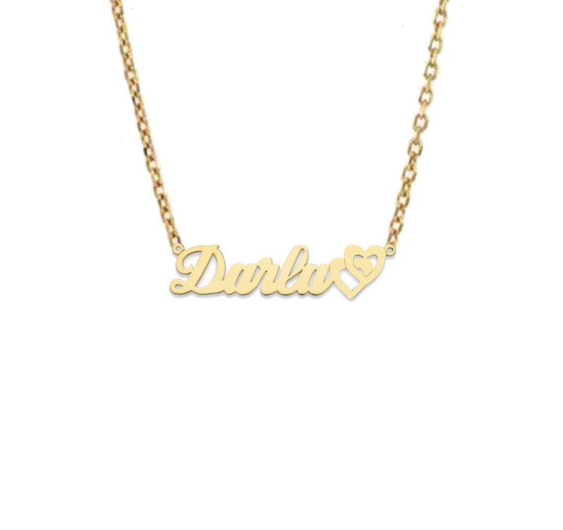 Double Heart Gold Name Necklace by Prime & Pure Australia