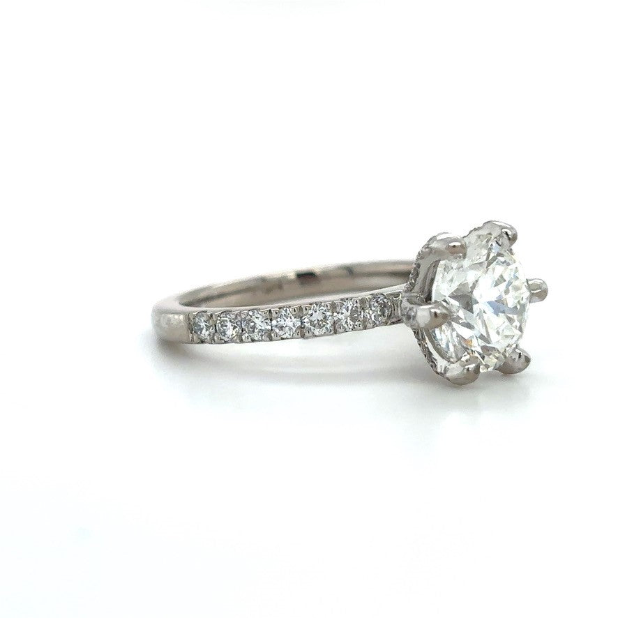 Maisy– " 3ct " Round Solitaire in 18k Gold with 6 Claw set and Pavé Band (Ready) - Prime & Pure