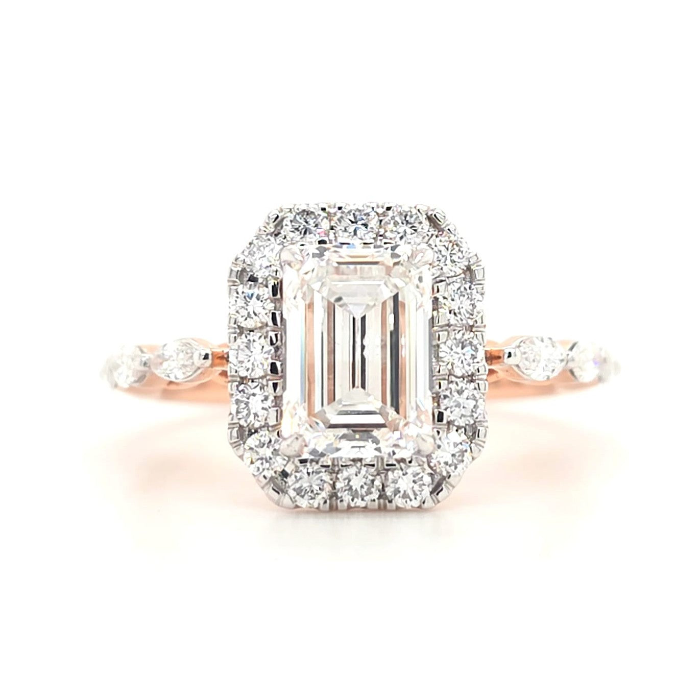 Romy - Emerald Halo with marquise sides Band