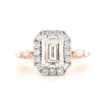 Romy - Emerald Halo with marquise sides Band