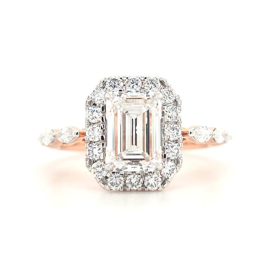 Romy - Emerald Halo with marquise sides Band