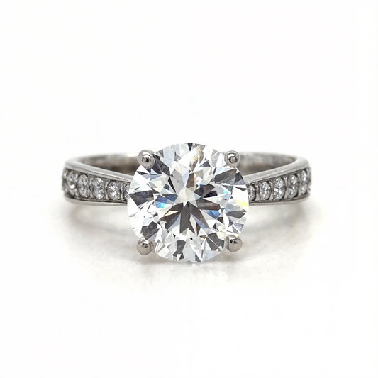 Sky - " 2ct " Round Solitaire in 18k Gold with Graduated Band (Ready) - Prime & Pure