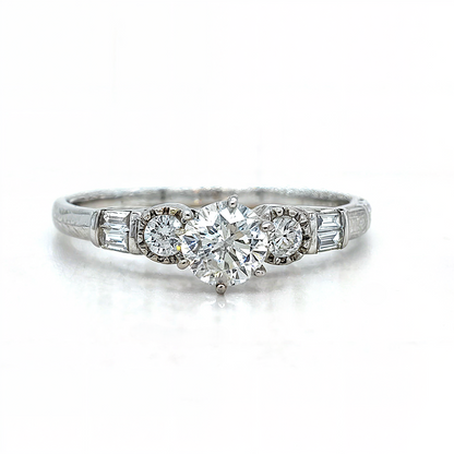 Cataleya- "0.5ct " Round Trilogy in 18k with 4 baguette in bar set (Ready) - Prime & Pure