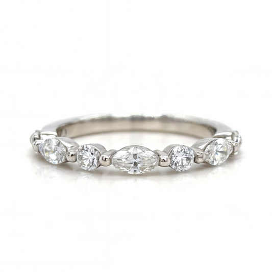 Betty - Round and Marquise Accent Stones Wedding Ring - Prime & Pure