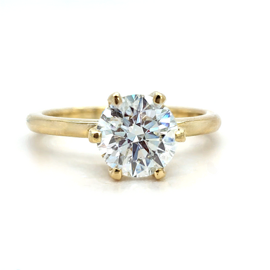 Carole – " 2ct " Round Brilliant Solitaire in 18k Gold with 6 Prong Crown Set (Ready) - Prime & Pure