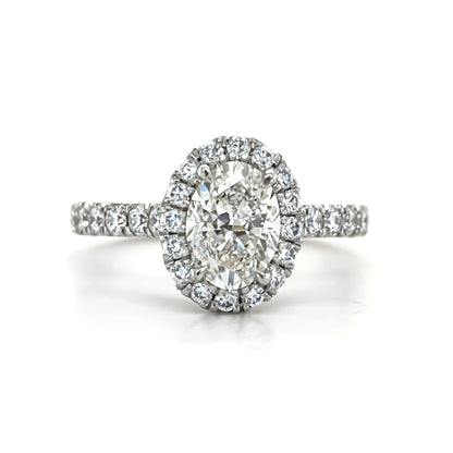 Leah - " 1.5ct " Oval Solitaire in 18k Gold With Halo And Pavé Band (Ready) - Prime & Pure