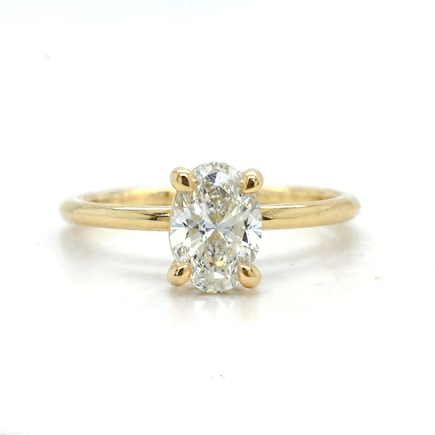 Rachel – " 3ct " Oval Solitaire in 18k Gold with 4 Claw Setting and Plain Band (Ready) - Prime & Pure