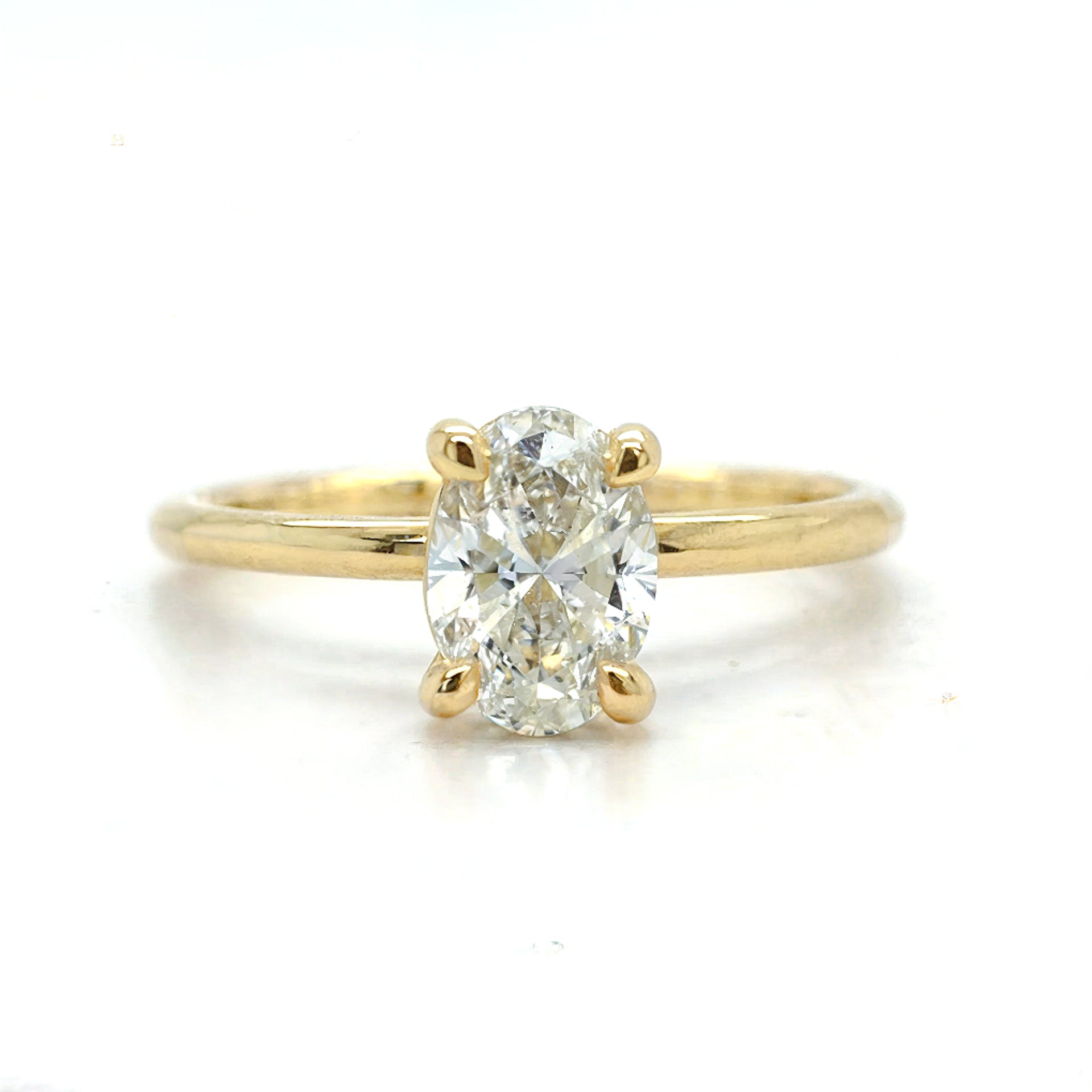 Rachel – " 3ct " Oval Solitaire in 18k Gold with 4 Claw Setting and Plain Band (Ready) - Prime & Pure
