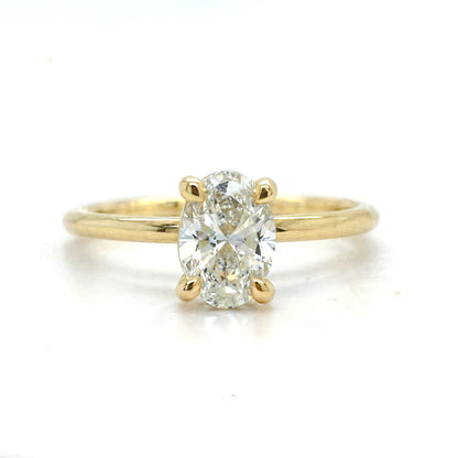 Rachel – " 3ct " Oval Solitaire in 18k Gold with 4 Claw Setting and Plain Band (Ready) - Prime & Pure