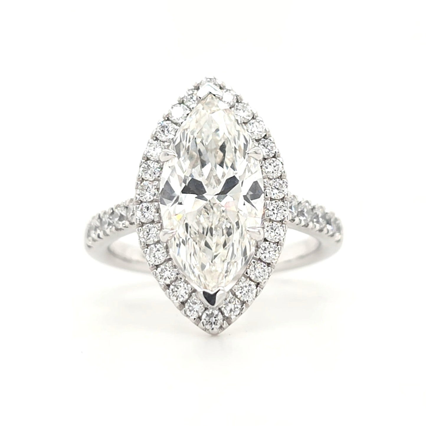 Analeia - Marquise Halo with Pavé Halfway Set Band